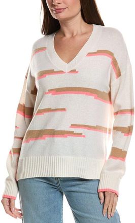 Brodie Glitch Zebra V-Neck 100% Cashmere Sweater