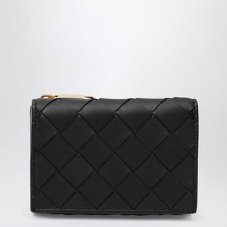Bottega Veneta Black/gold Intrecciato tri-fold wallet