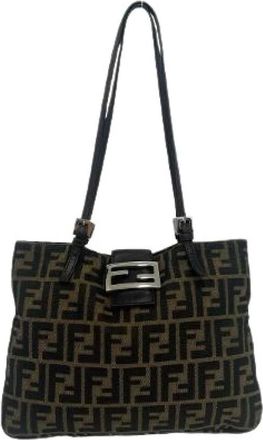 Fendi Pre-owned Shoulder Bags, female, Brown, Size: ONE SIZE Pre-owned Zucca Leather Canvas Tote Bag