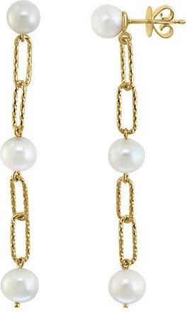 Effy Paper Clip Freshwater Pearl Drop Earrings in White at Nordstrom Rack