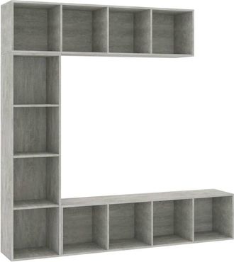 vidaXL Mueble De Tv Y Librer&iacute;a 3 Piezas Gris Hormig&oacute;n 180x30x180 Cm Vidaxl