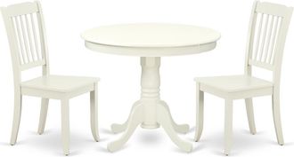 East West Furniture Dining Room Set Linen White, ANDA3-LWH-W