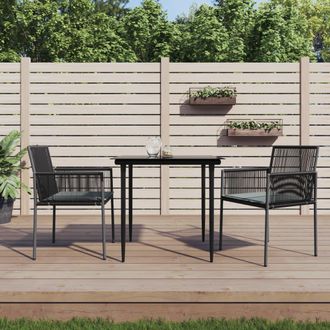 vidaXL Vidaxl - Sillas Jard&iacute;n Con Cojines 2 Uds Rat&aacute;n Pe Negro 54x60,5x83,5cm