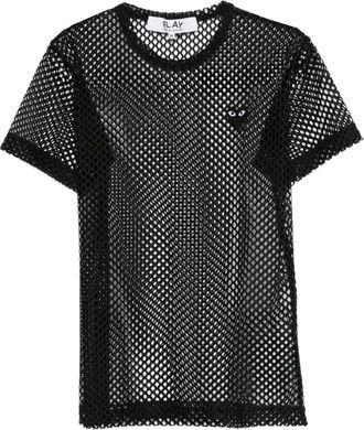 Comme Des Gar&ccedil;ons T-shirt con Logo Cuore in Mesh - - Tops - Uomo - Nero - L