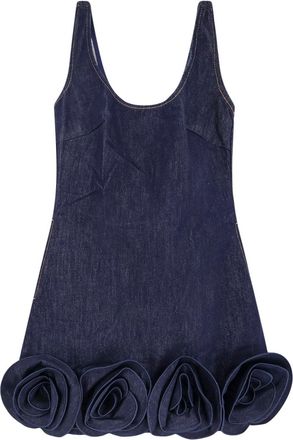 Self Portrait Denim Mini Dress With 3d Flowers-Donna