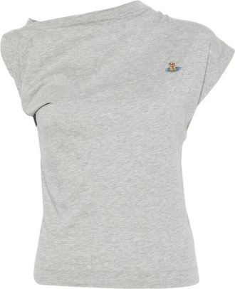 Vivienne Westwood Tops, Dames, Grijs, S, Draped Orb Borduur T-shirt