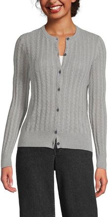 Lands End Cotton Pointelle Modern Cardigan Sweater in Gray Heather at Nordstrom, Size X-Small