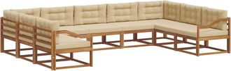 vidaXL Conjunto De Sof&aacute;s De Exterior 9 Uds. Natural Y Beige Vidaxl