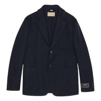 Gucci Lightweight Wool Jacket With Web Label Dark Blue 770082-ZAKE3-4440