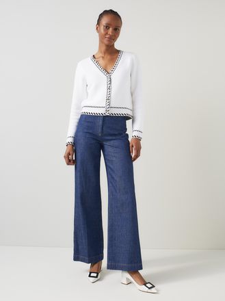 L.k. Bennett Womens River Cardigans, Ivory/Black - Size Large