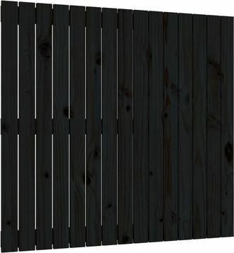vidaXL Cabecero De Cama De Pared Madera Maciza Pino Negro 95,5x3x90 Cm Vidaxl