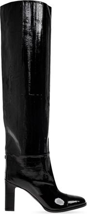 Jimmy Choo London Caly Over-The-Knee 85 - Dames - Laarzen met Hak - Zwart - 38 1/2 EU - Leer - Schoenen