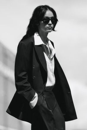 H&M Oversized Twill Blazer in Dark Gray at Nordstrom, Size Xx-Small