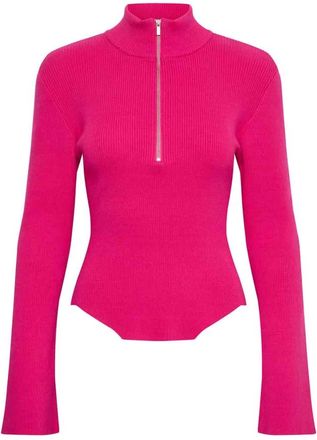 Gestuz Truien & Vesten, Dames, Roze, L, Katoen, Rosa Zipper Pullover Sweater