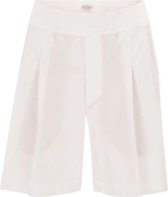 Brunello Cucinelli Active Shorts - Dames - Korte Broeken - Wit - 2XS - Katoen - Korte Broeken