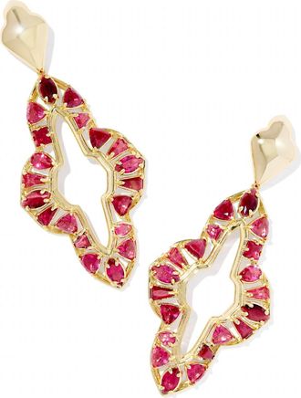 Kendra Scott Womens Abbie Crystal Statement Earrings In Gold/red Mix