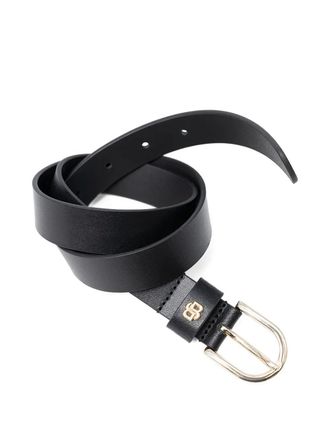 BOSS logo-plaque buckle belt - women - Leather - 80 - Black