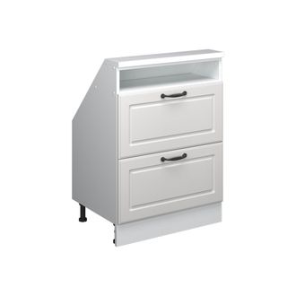 Vicco Armario De Cocina Para Techo Inclinado R-line, Casa De Campo Blanca/blanca, 60 Cm Con 2 Cajones, Vicco