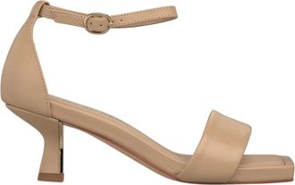 Alma En Pena Nappa Leren Sandaal Met Voorste Band - Dames - Sandalen met hakken - Beige - 40 EU - Leer - Schoenen