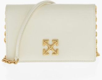 Off-white Leather Mini Bag JITNEY 0.5 with Gold Monogram and Removable size One