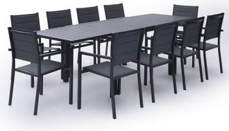 Happy Garden Conjunto de jard&iacute;n con mesa 132/264 cm gris y aluminio antracita