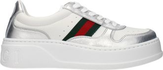 Gucci Womens Sneakers White/Silver Leather
