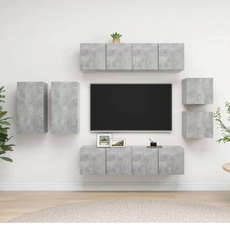 Berkfield Home 8 Piece TV Cabinet Set Concrete Grey Engineered Wood