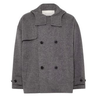 J.W.Anderson Double-Breasted Coats, female, Gray, Size: XS Oversized Peacoat