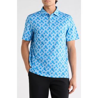 Bugatchi Palm Tree Cotton Knit Polo in Classic Blue at Nordstrom Rack, Size Xxx-Large
