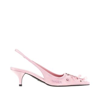 Prada Embroidered satin slingback pumps Woman 37