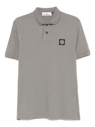 Stone Island Grey Logo Print Polo