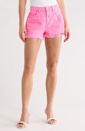 L'agence Clark High Waist Fray Hem Denim Shorts in Shocking Pnk Dist Dest at Nordstrom Rack, Size 25
