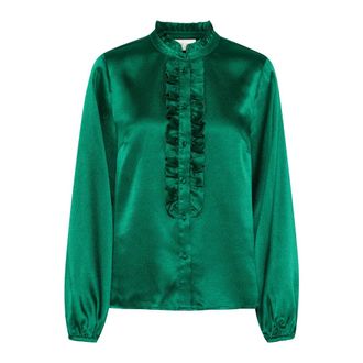 Cream Overhemden, Dames, Groen, M, Blouse met ruchedetail