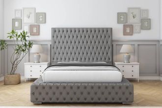Sloomy Ambassador Dumfries Frame-Mattress - 50 Upholstered Headboard in Light Grey | Size: Single