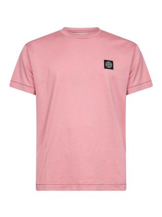 Stone Island Pink T-Shirt In Cotton With Logo