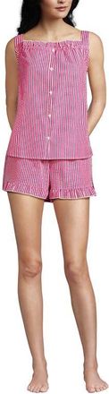 Lands End Seersucker 2 Piece Pajama Set - Tank and Shorts in Hot Pink Pinstripe at Nordstrom, Size X-Small