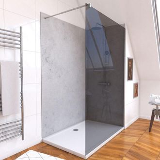 Aurlane Paneles Light Grey 90+120 - Plato 120x90 - Mampara Ahumada 120x200 + Barra