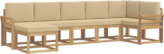 vidaXL Conjunto De Sof&aacute;s De Exterior 7 Uds. Y Beige Poli&eacute;ster Vidaxl