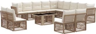 vidaXL Conjunto De Sof&aacute;s De Jard&iacute;n 14 Uds. Gris Rat&aacute;n Sint&eacute;tico Vidaxl