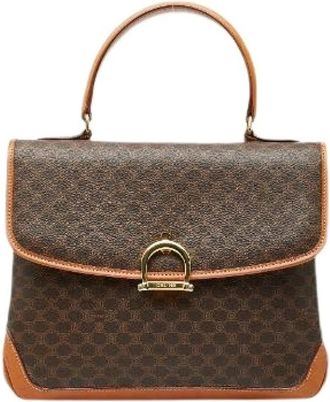 Celine Pre-owned Handbags, female, Brown, Size: ONE SIZE Pre-owned Macadam PVC Leather Top Handle Bag