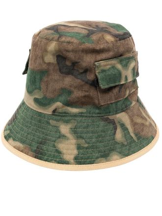 Dsquared2 Vissershoed met camouflageprint - Groen