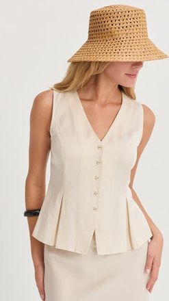 Crescent Pleated Lyocell Vest in Cream at Nordstrom, Size Medium