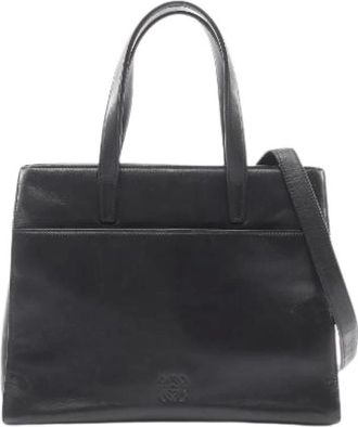 Loewe Pre-owned Handbags, female, Black, Size: ONE SIZE Pre-owned Anagram Leather 2way Handbag