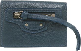 Balenciaga Blue Leather Wallet (Tri-Fold) (Pre-Owned)
