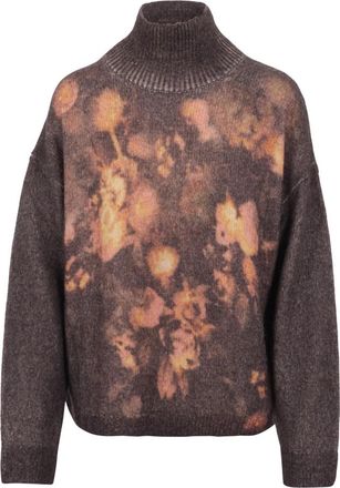 Diesel Abstracte Gebloemde Coltrui Trui - Dames - Coltruien - Bruin - S - Truien & Vesten