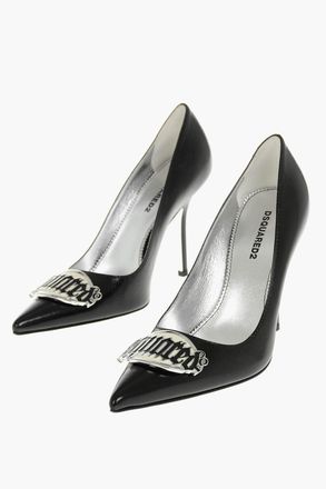 Dsquared2 Leather Pumps with Enameled Metal Detail, 10.5cm Heel Dsquared2