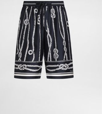 Dolce & Gabbana Marina-print Silk Twill Vanity Bermuda Shorts - Man Pants And Shorts Multicolor 50