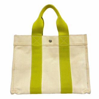 Herm&egrave;s Green Canvas Tote Bag (Pre-Owned)