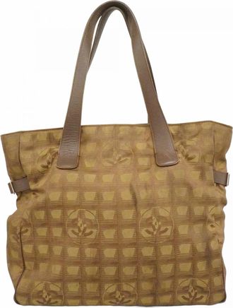 Chanel Khaki Nylon Tote Bag (Pre-Owned)