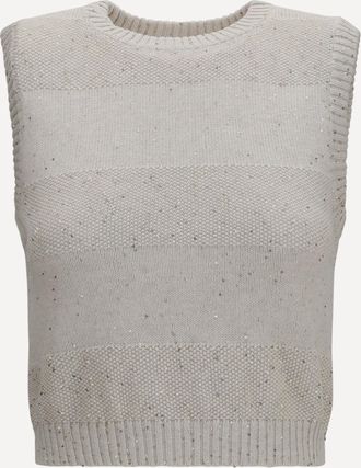Brunello Cucinelli Gilet in maglia e paillettes Woman S